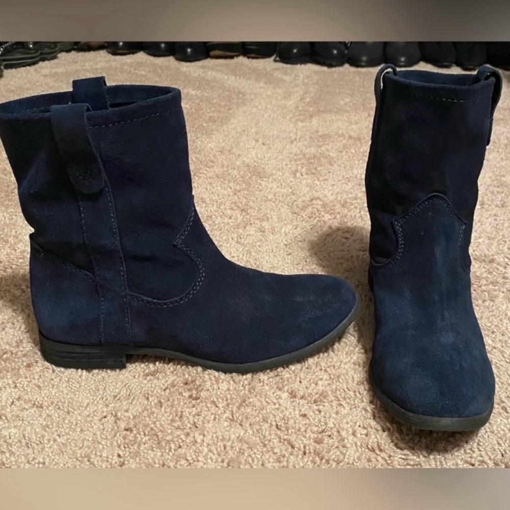 Navy Suede Ankle Boots